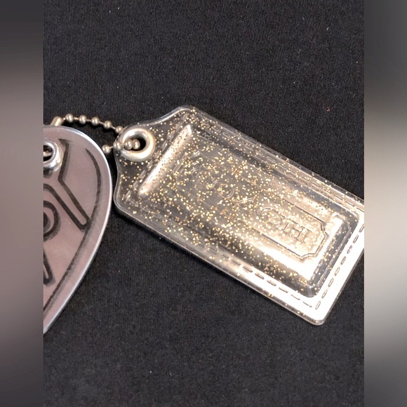 COACH POPPY & CLEAR PLASTIC GLITTER KEY FOB CHARMS KEYCHAIN HANGTAG 3.5” - Picture 3 of 8